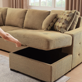 Yechen 123" U-Shaped Sectional Sleeper Sofa with Pull-Out Bed & Storage Chaise, 6-Seater