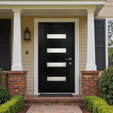YECHEN 36" x 80" Fiberglass Pre-Hung Front Door, Contemporary Black Entry Door with Frosted Privacy Glass (Left/Right Hand Inswing)