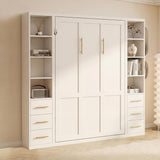 White Queen Murphy Bed with Dual Side Cabinets | Yechen Home