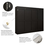 Queen Horizontal Murphy Bed with Folding Cabinet – Black