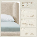 YECHEN Cloud Bed Frame - Modern Water-Resistant Bouclé Upholstered Platform Bed, Tool-Free Assembly, No Box Spring Needed