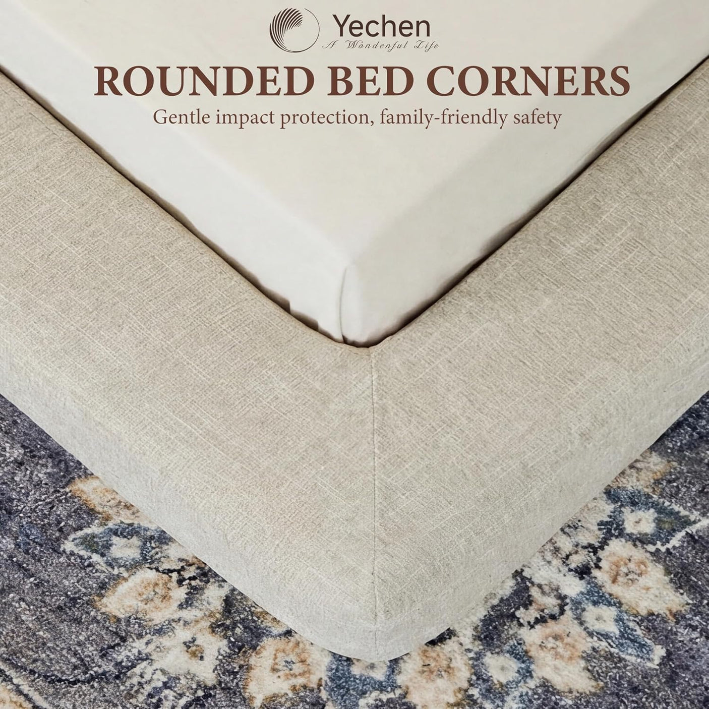 YECHEN Cloud Platform Bed – 15-Min Tool-Free Assembly, CULP® Performance Fabric & Stain-Resistant Cloud Frame