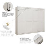 Queen Horizontal Murphy Bed with Folding Cabinet – White