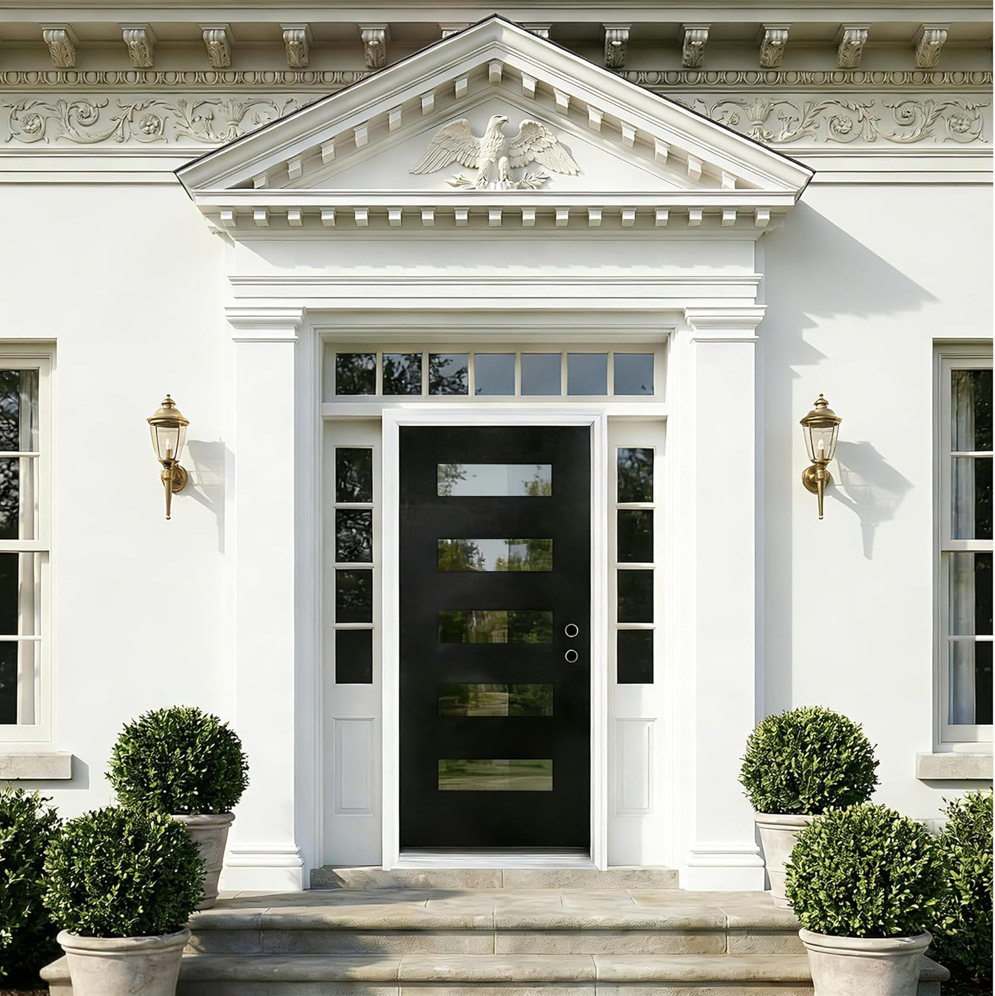 YECHEN 36" x 80" Fiberglass Pre-Hung Front Door, Contemporary Black Entry Door with Frosted Privacy Glass (Left/Right Hand Inswing)