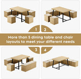 47 Inch Corner Dining Table Set with Storage Stool and Storage Bench