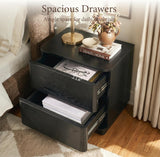 Nightstand with 2 Push to Open Drawers & Hidden Compartment | 22'' Curved Bedside Table | Mid-Century Modern