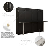 Queen Horizontal Murphy Bed with Desk – Black