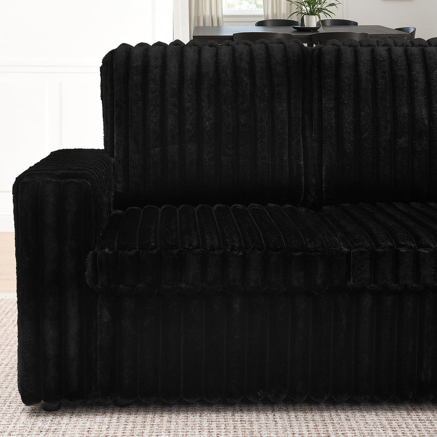 114" U-Shaped Sectional Sofa with Pull-Out Bed, Storage Chaise & USB Ports | Plush Corduroy, Seats 7