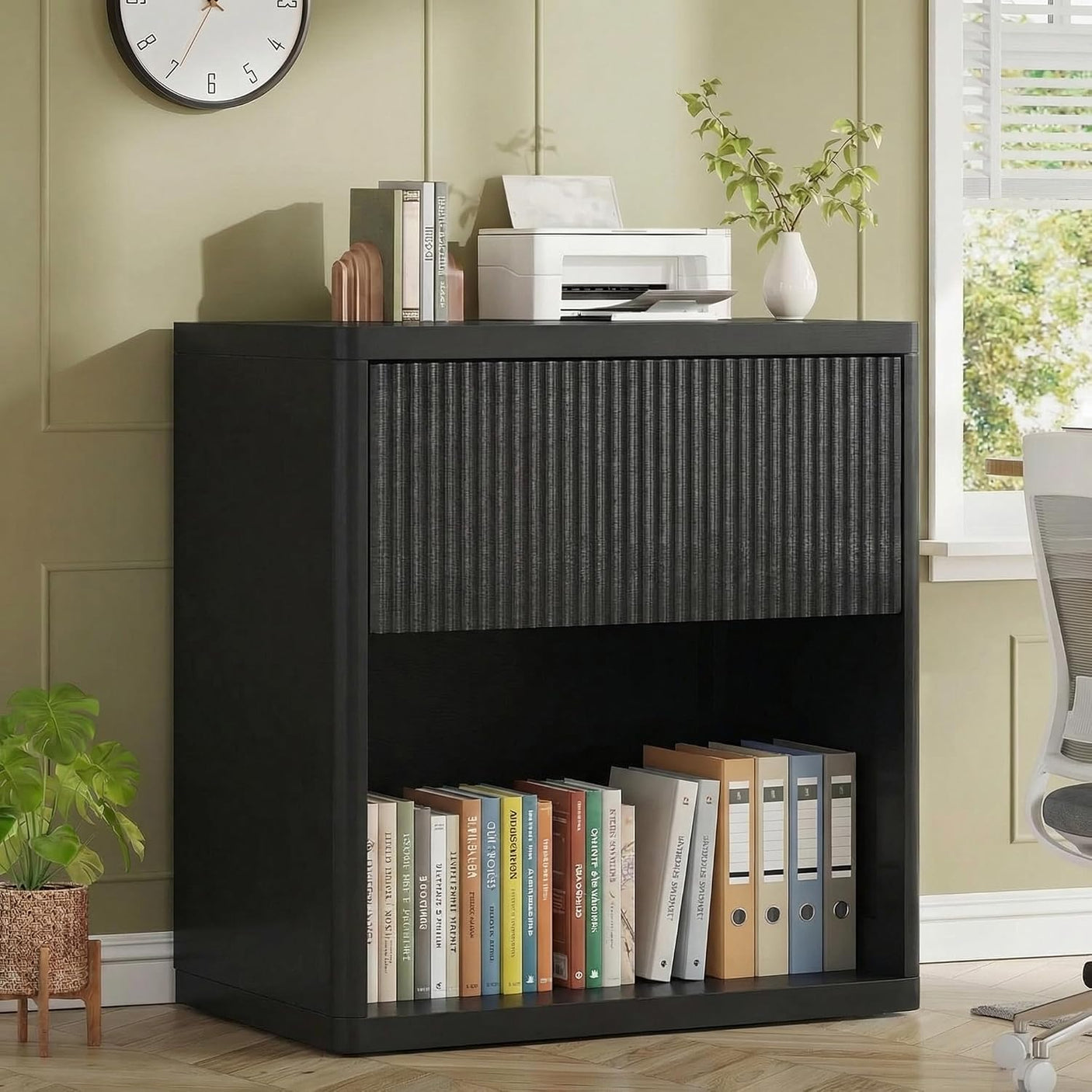 Large Modern Nightstand with Small Built-in Drawers
