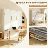 White Queen Murphy Bed with Fold-Down Desk | Yechen Home