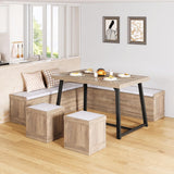 47 Inch Corner Dining Table Set with Storage Stool and Storage Bench