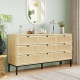 59" Wide Natural Rattan 9 Drawer Dresser