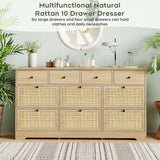 59" Wide Natural Rattan 9 Drawer Dresser