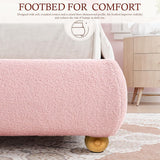 Boucle Fabric Cloud Bed Frame with Round Corner Headboard