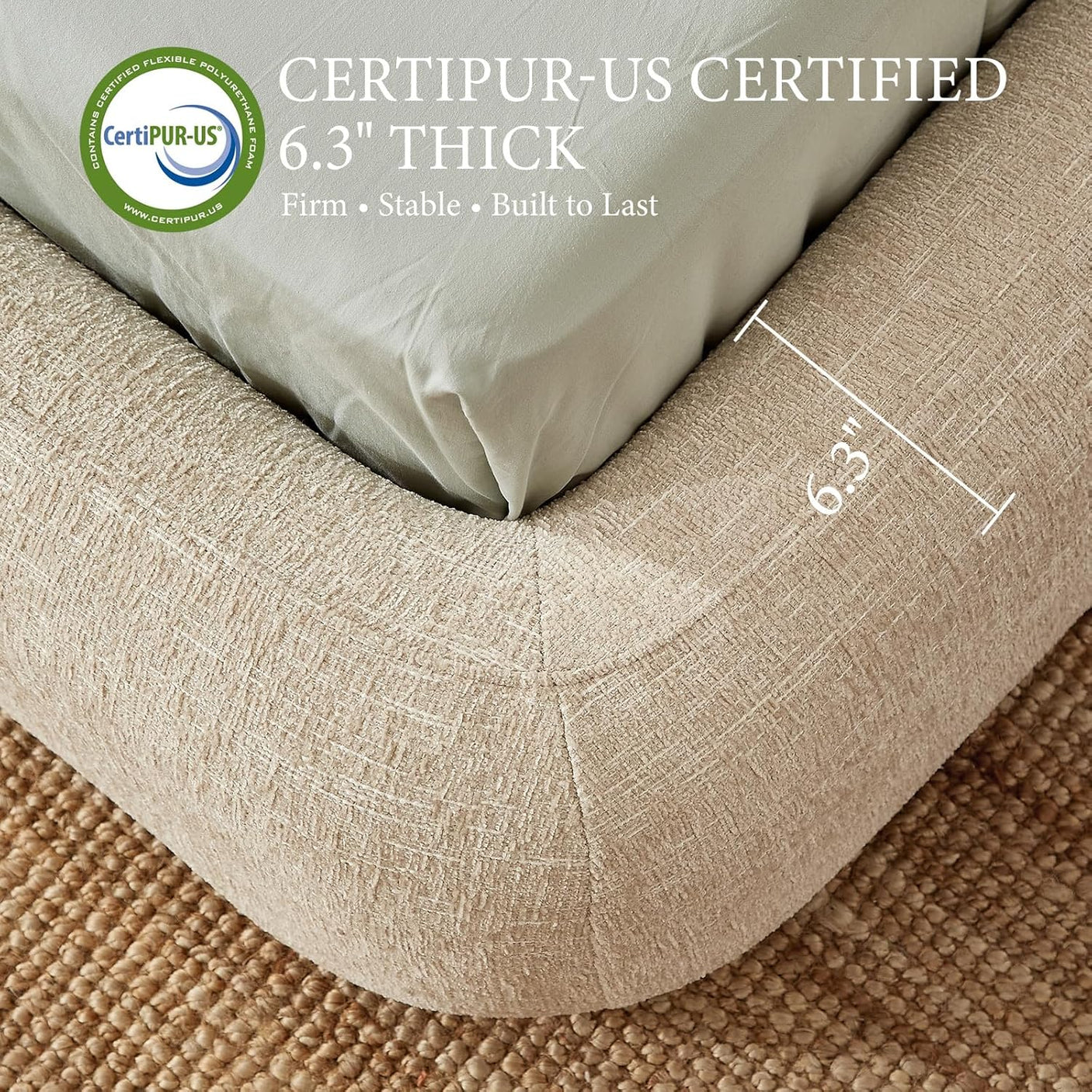 YECHEN Queen Cloud Bed Frame - Modern Water-Resistant Bouclé Upholstered Platform Bed, Tool-Free Assembly, No Box Spring Needed - Cream