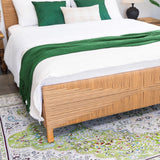 Bohemian Rattan Queen Bed Frame with Headboard and Footboard