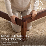 Bamboo Queen Bed Frame with Upholstered Headboard | Japanese Joinery | Mid-Century Modern | Yechen Home