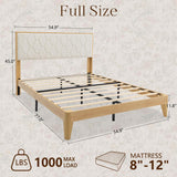 Yechen Diamond Headboard Platform Bed Frame | Boho Wood-Look, No Box Spring Needed