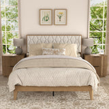 Yechen Diamond Headboard Platform Bed Frame | Boho Wood-Look, No Box Spring Needed