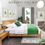 Yechen Home Hand-Woven Rattan Bed with Vintage Headboard