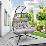 Double Egg Swing Chair with Stand for Outdoor