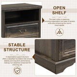 Farmhouse Mid Century Modern Nightstand, 2-Drawer 25" Tall Wood