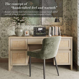 Yechen 57" Modern Rattan Executive Desk with 5 Drawers