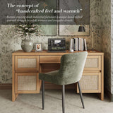 Yechen 57" Modern Rattan Executive Desk with 5 Drawers