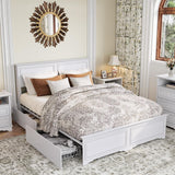 Farmhouse Queen Size Bed Frame with 4 Storage Drawers