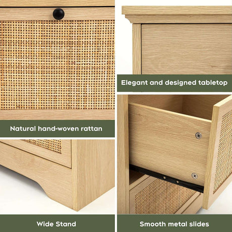 59" Wide Natural Rattan 9 Drawer Dresser
