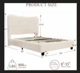 Boho Boucle Cloud Upholstered Platform Bed - Fluffy Soft Bed Frame with Rounded Corners