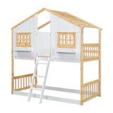 Twin over Twin House Bunk Bed with Roof