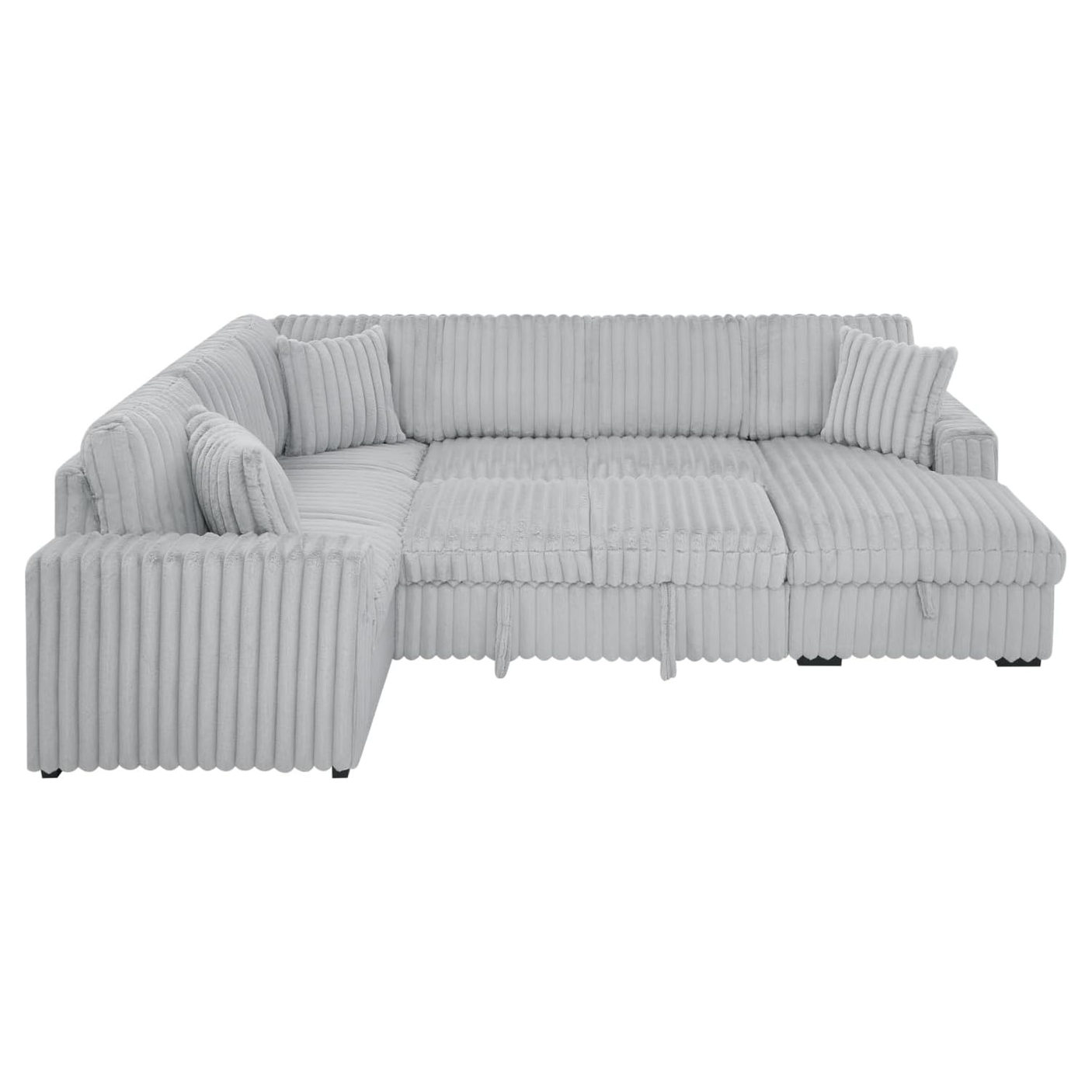 122'' U-Shaped Corduroy Sectional Sofa with Sleeper Bed & Storage Chaise