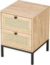 Boho Rattan Drawers Sidetable Nightstand 2 Packs