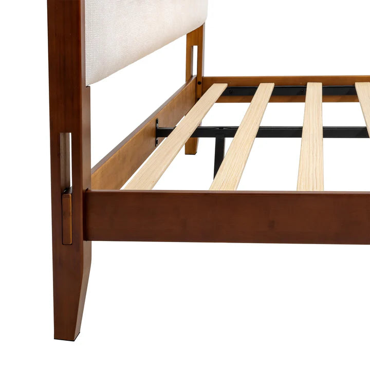 Yechen King Bed Frame – FSC Bamboo, Japanese Joinery & Upholstered Headboard