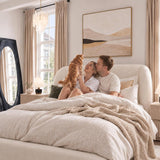 Yechen Bouclé Cloud Bed Frame, Queen & King, Standard or Lift-Up Storage
