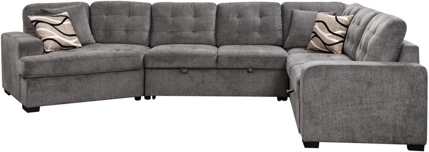 149'' Oversized Large Sectional Sleeper Sofa with Pull Out Bed & Cuddler | 7-Seater L-Shaped Sectional Couch with Chaise Lounge
