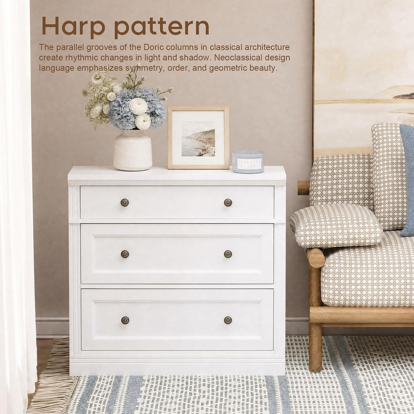 31.5" Oversized Nightstand with 3 Drawers | Light Oak, Ivory White & Walnut