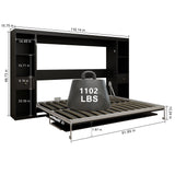 Queen Horizontal Murphy Bed with Desk & Storage – Black