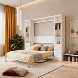 Queen Size Murphy Bed with Bilateral Cabinets & Storage Drawers | Space-Saving Wall Bed | Yechen Home