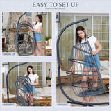 Egg Hanging Chair with Stand & Cushion | Patio & Bedroom, Charcoal Grey