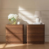 Curved Nightstand with Hidden Drawer | Mid-Century Modern Bedside Table | Walnut