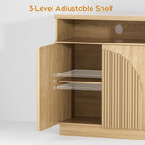 Fluted Sideboard Buffet Cabinet with Arched Reeded Doors - Mid Century Modern Storage