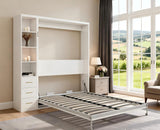 Queen Murphy Bed with Side Storage Cabinet & Bookshelf | Space-Saving Wall Bed | Yechen Home