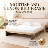 Yechen Solid Oak Platform Bed Frame | Dovetail Joinery, Wooden Slats, No Box Spring Needed
