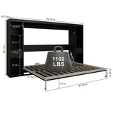 Queen Horizontal Murphy Bed with Storage Cabinets – Black