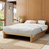 Platform Bed Frame with Dovetail Joinery – 10-Min Assembly, Wood Slats, No Box Spring, Natural| Walnut