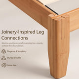 Bamboo Japanese Joinery Bed Frame | Platform Bed Frame with 4 Mattress Stoppers | Low Profile, Noise-Free, No Box Spring Needed