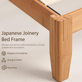 Bamboo Japanese Joinery Bed Frame | Platform Bed Frame with 4 Mattress Stoppers | Low Profile, Noise-Free, No Box Spring Needed nature 3