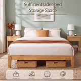 Bamboo Japanese Joinery Bed Frame | Platform Bed Frame with 4 Mattress Stoppers | Low Profile, Noise-Free, No Box Spring Needed nature 8